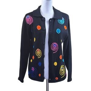 Victoria Harbour embroidered cardigan vintage, whimsical, artsy, 80s-90s, funky